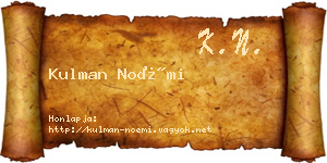 Kulman Noémi névjegykártya
